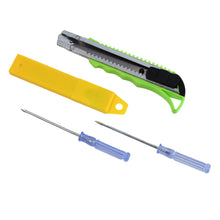 Heavy Duty Working Cutter Knife with replacement blade, 2 Screwdriver Hand Tool (4 Pc Set)