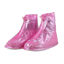 4541 Plastic Shoes Cover Reusable Anti-Slip Boots Zippered Overshoes Covers Pink, Transparent Waterproof Snow Rain Boots for Kids/Adult Shoes, for Rainy Season (XL Size1 Pairs)