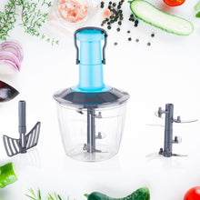 6 Blades Manual Hand-Press Vegetable Chopper (1100 ML / Mix Color)