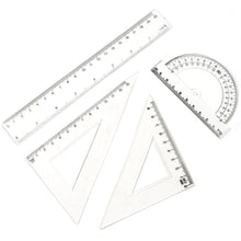 Plastic Geometry Set, Triangle Ruler Protractor Straight Ruler (4 Pcs Set)