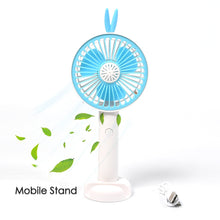 Mini Portable Hand Fan USB Rechargeable Fan With Led Light Fan for Indoor and Outdoor Use by Women and Men Table Standing Stand Included (Battery Not Include)