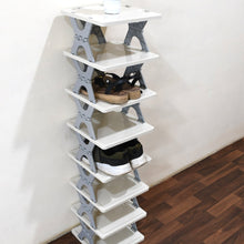 8-Layer Foldable Shoe Rack for Entryway - Heavy Duty Plastic Shoe Organizer