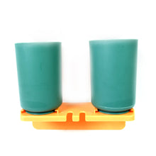 Multipurpose Wall Mount Toothbrush Holder Plastic Stand With 2 Cup (1 Set)