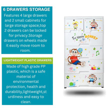 Kid's Plastic Chest of 6 Drawers, Multi-Purpose Storage Organizer/Wardrobe for Kids