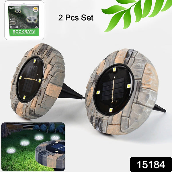 Disk Lights Slate – Heavy Duty Outdoor Solar Pathway Lights – 4 LED (2 Pc)