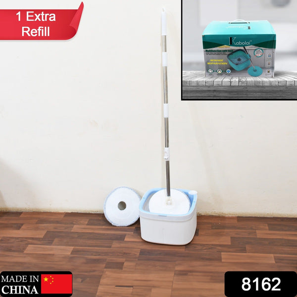 Round Shape Mop Head with 1 Pad Extra Clean Water Spin Mop with Separate Water Bucket, Suitable for All Types of Flooring, Separates Dirty and Clean Water, Wet