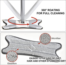 X Shape Mop or Floor Cleaning Hands-Free Squeeze Microfiber Flat Mop System 360° Flexible Head, Wet and Dry mop for Home Kitchen with 1 Super-absorbent Microfiber Pads.