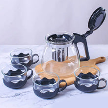 Flame Proof Glass Kettle & Cup Set With Strainer High Quality Kettle Set For Home & Café Use (4 Cup & 1 Kettle) (24 Pc MOQ)