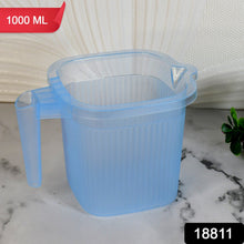 Plastic Square Transparent Bath Water Mug (1 Pc / 1000 ML / Mix Color)