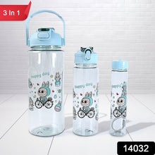 3 in 1 Plastic water drinking bottle with handle straw (3 Pcs Set)