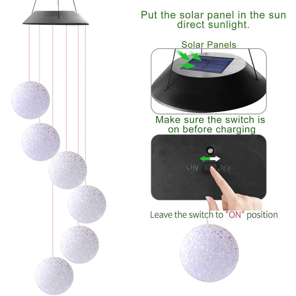 Solar Crystal Ball Color Changing Solar Powered LED Hanging Light for Patio Yard Garden Home Outdoor Night Decor, Gifts