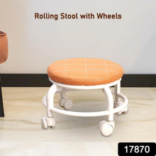 Roller Seat Stool Low Height Rolling Plastic Stool Multifunctional Small Household Movable Mini Stool Pulley Wheel Stool for Garage Home Library (1 Pc)