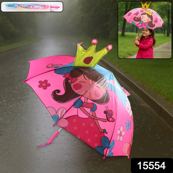 3D Kids Umbrella with Cartoon Print – Cute Waterproof Rain Umbrella (1 Pc)