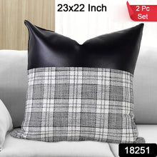 Pillow Covers Cushion Cases Soft Leather and Cotton (23 × 22 Inch / 1 Pair / 2 Pc)