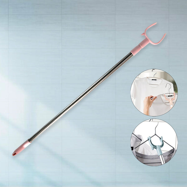 Stainless Steel Telescopic Pole Clothes Hooks Hanger (1 Pc / 145 Cm)
