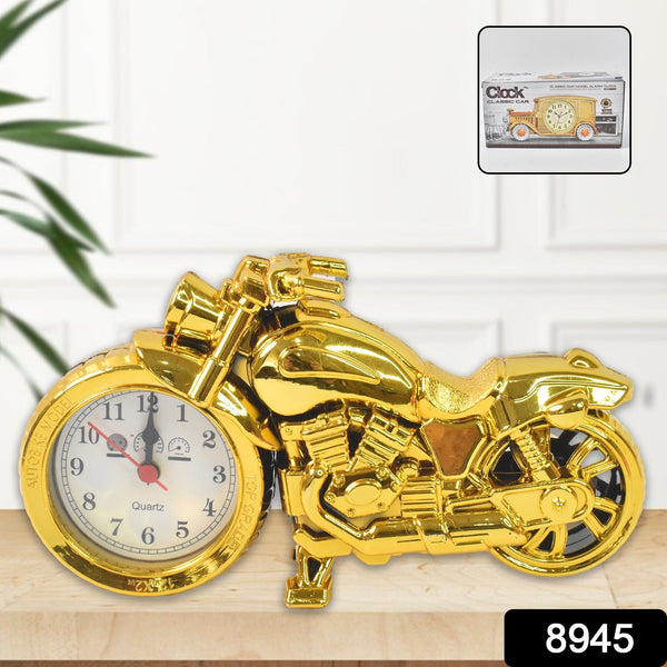 Golden Motorcycle Shape Alarm Clock, Motor Table Clock for Home Decor (1 Pc)