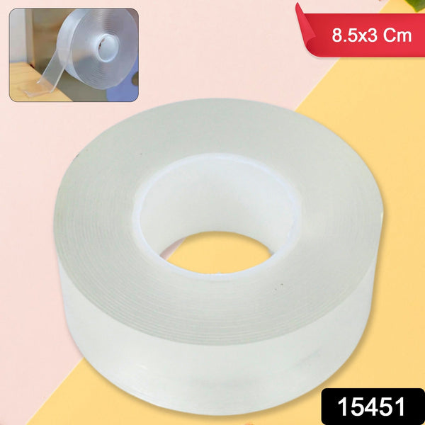 Sticky Double Sided Tape Washable Adhesive Tape Reusable (8.5×3 Cm / 1 Pc)