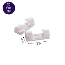 Self Adhesive Cable Clips Wire Manage Holder Sticky Mount-Round Plastic Cable Cord - Pack of 20