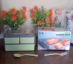 Plastic 3 Layer Leak Proof 3 Compartment Lunch Box for Office (1 Pc)