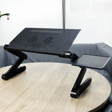 Modern Style Portable Adjustable Foldable Laptop Holder Notebook Desks Lap PC Folding Desk Table Vented Stand 2 Built in Cooling Fans