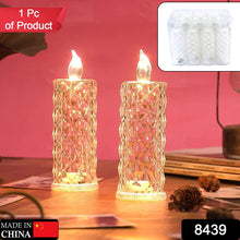 Rose Candles LED Flameless and Smokeless Decorative Acrylic Transparent Candles Led Tea Light Candle Perfect for Gifting, Home, Diwali, Christmas, Crystal Candle Lights (1 Pc) (MOQ :- 12 pc )