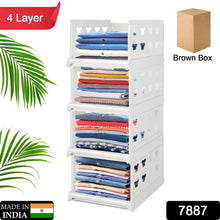 4-Layer Stackable Foldable Storage Organizer Cart for Kitchen, Closet, Bedroom & Bathroom