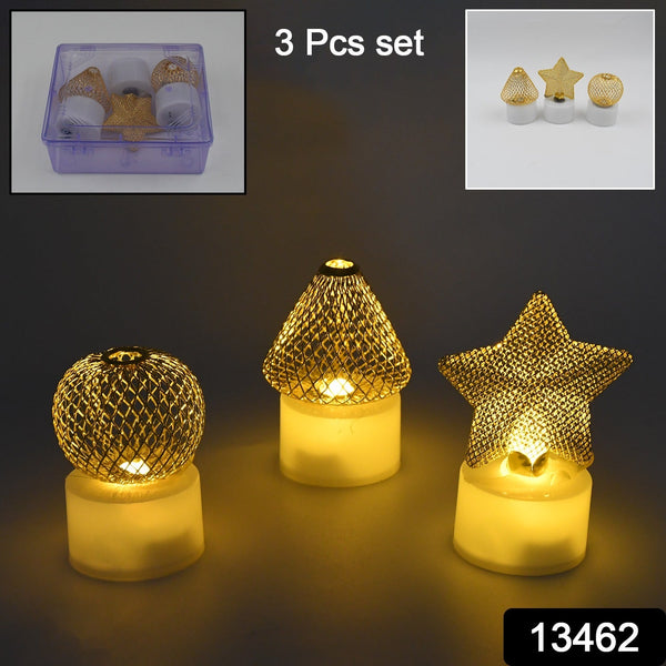Flameless and Smokeless Decorative Candles Acrylic Led Tea Light Candle for Gifting, House, Light (3 Pc Set)