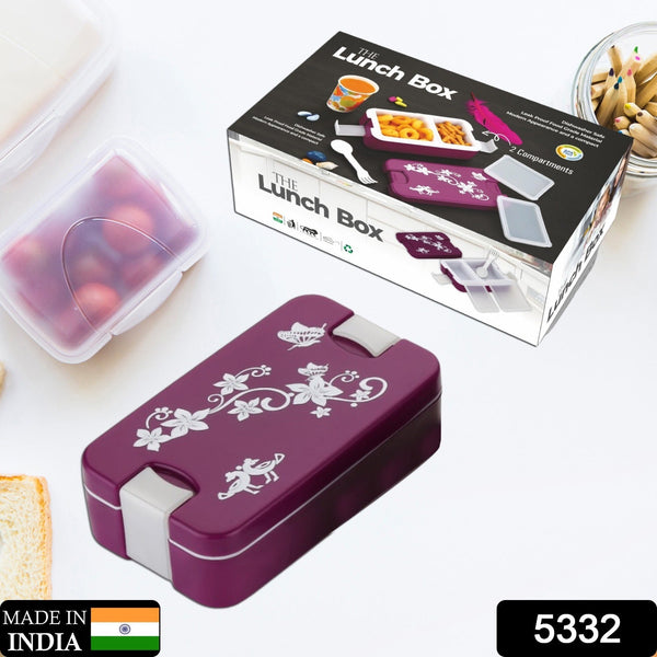 Leak-Proof Airtight Lunch Box with Spoon, 2 Compartments