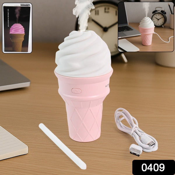 Ice Cream Cone Shape Air Freshener Humidifier (1Pc / Pink)