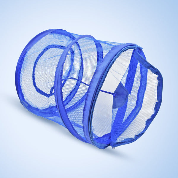 Mesh up Laundry Hamper, Foldable Portable Cylindrical Dirty Clothes Basket for Bedroom, Kids Room, College Dormitory and Travel