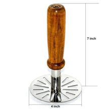 Stainless Steel Potato Masher, Pav Bhaji Masher with wooden handle