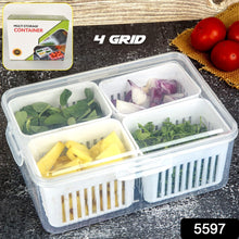 Fridge Storage Box – Freezer & Kitchen Organizer for Vegetables & Food (1 Pc) 4 Grid Color Box