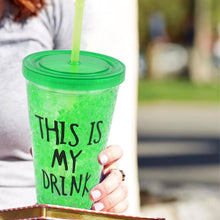 Plastic Drink Cup, Tea Coffee Tumbler with Lid and Straw (1 Pc)