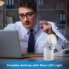 Car Cupholder LED Ashtray – Portable with Blue Light, Lid & Waste Bin, Cigarette Ashtray