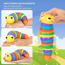 3D Rainbow Color Plastic Slug Fidget Toys, Stress Relieving Toy, Sensory Slug Toy for Boys and Girls, Finger slug Toy, for Autistic, Caterpillar Fidget Toys Stress Relief Gifts for Toddlers Kids Adults (1 Pc)