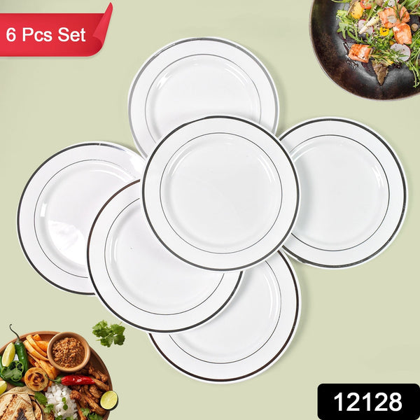 Round Plastic Dinner Plates Wedding Birthday Party Tableware Supplies (6 Pcs Set)