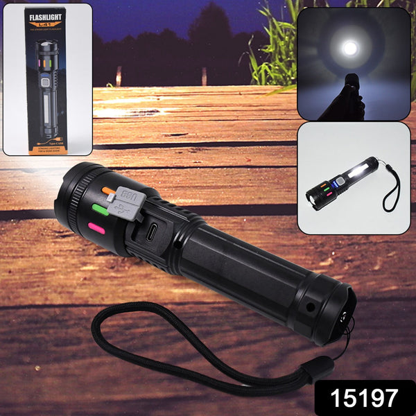 Led Torch High Lumens Fast Charging Flashlight / Torch with Far & Near Zoom (1 Pc)
