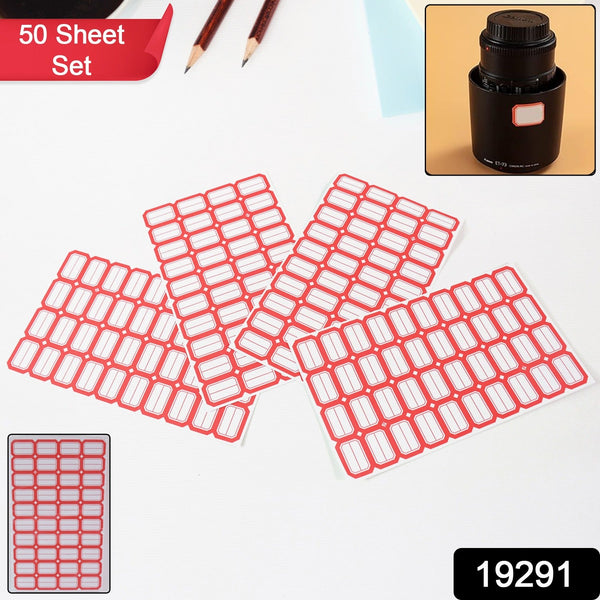 Multipurpose Blank Label Sticker Sheets Red Border Self-Adhesive Writable Stickers for Bottles (50 Sheet)