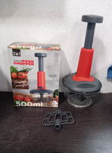 Matte Finish Hand Press Chopper with 3 Blades for Easy Vegetable & Fruit Chopping