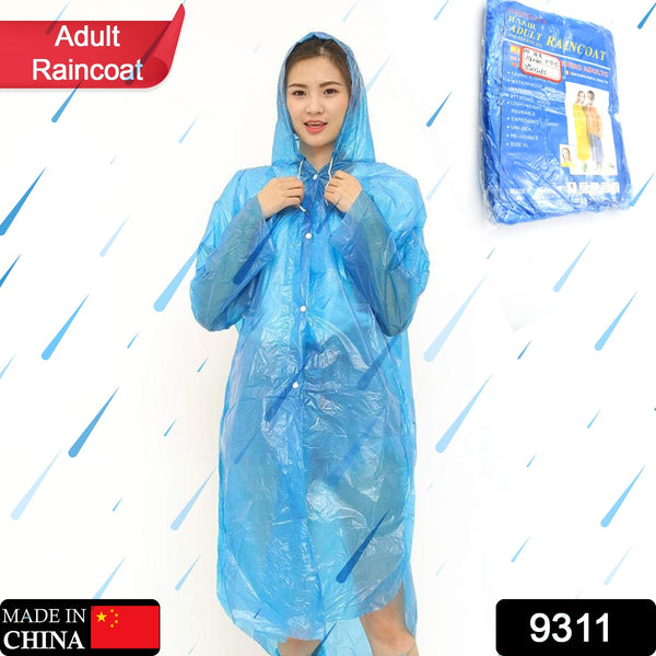 Portable Adult Rain Coat, Raincoat Waterproof Button Cardigan Portable Raincoat Adult Outdoor Traveling Plastic Material Raincoat/Rain wear/Rain Suit for Outdoor Accessory (1pc)