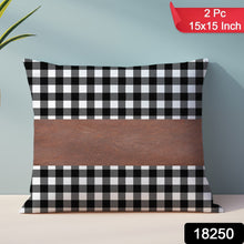 Pillow Covers, Leather & Cotton Cushion Covers (15 × 15 Inch / 1 Pair / 2 Pc)