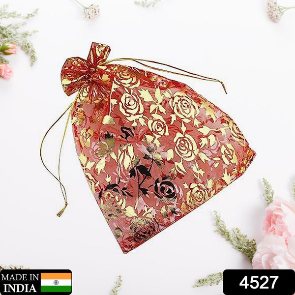Net Fabric Drawstring Pouch – Ideal for Dry Fruits, Organza Shagun Potli (Mix Sizes & Design)