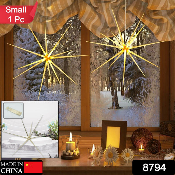 3D Gold Star Hanging Decoration Star, Acrylic Look Hanging Luminous Star for Windows, Home, Garden Festive Embellishments for Holiday Parties Weddings Birthday Home Decoration (Small)