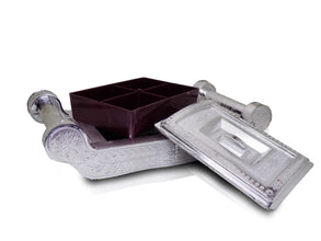 Multipurpose 4 Section Royal Design Silver Storage / Gift Box