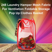 Laundry Hamper Mesh Fabric For Ventilation Foldable Storage Up Clothes Basket