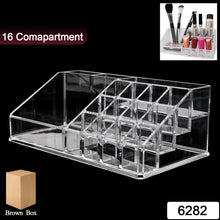 16 Compartment Cosmetic Makeup Jewellery Lipstick Storage Organiser Box, Cosmetic Storage Box Make-up Lipstick Organizer / Lipstick Holder Case Transparent