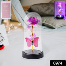 LED Decorative Rose with Butterfly in Transparent Plastic Dome (1 Pc / Battery Not Included)