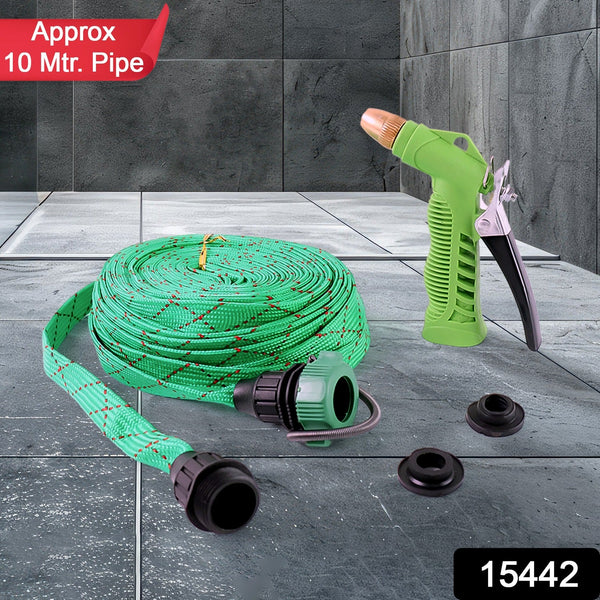 Approx 10 Meter Flexible Garden Water Pipe with High-Pressure Spray Nozzle