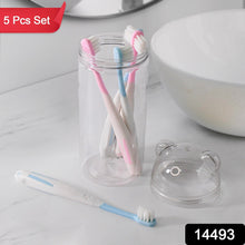 Multipurpose Travel-Friendly Toothbrush Holder with 5 Soft Bristle Toothbrushes