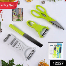 4-Piece Kitchen Cutting Set: Scissors, Peeler, Grater / Slicer, and Knife